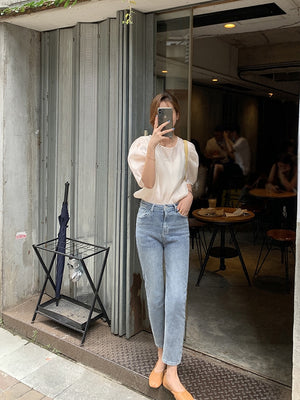[Korean Style] Hallen High Quality High Waisted Stretchy Slim Straight Jeans
