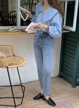 [Korean Style] Hallen High Quality High Waisted Stretchy Slim Straight Jeans