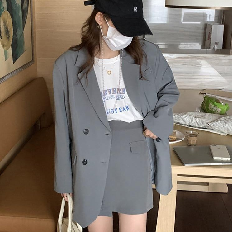[Korean Style] Margria High Quality Double Breasted Oversized Blazer