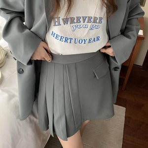 [Korean Style] Margria Asymmetrical High Quality Pleated Mini Skirt