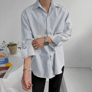 [Korean Style] Striped Single-Breasted Shirts