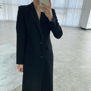 [Korean Style] Solid Color Long Sleeve Single Breasted Long Blazer