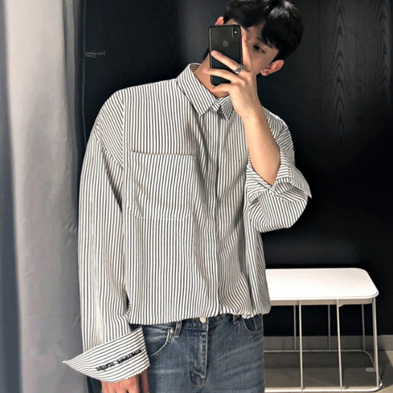 [Korean Style] 2 Colors Striped Long Sleeve Shirts