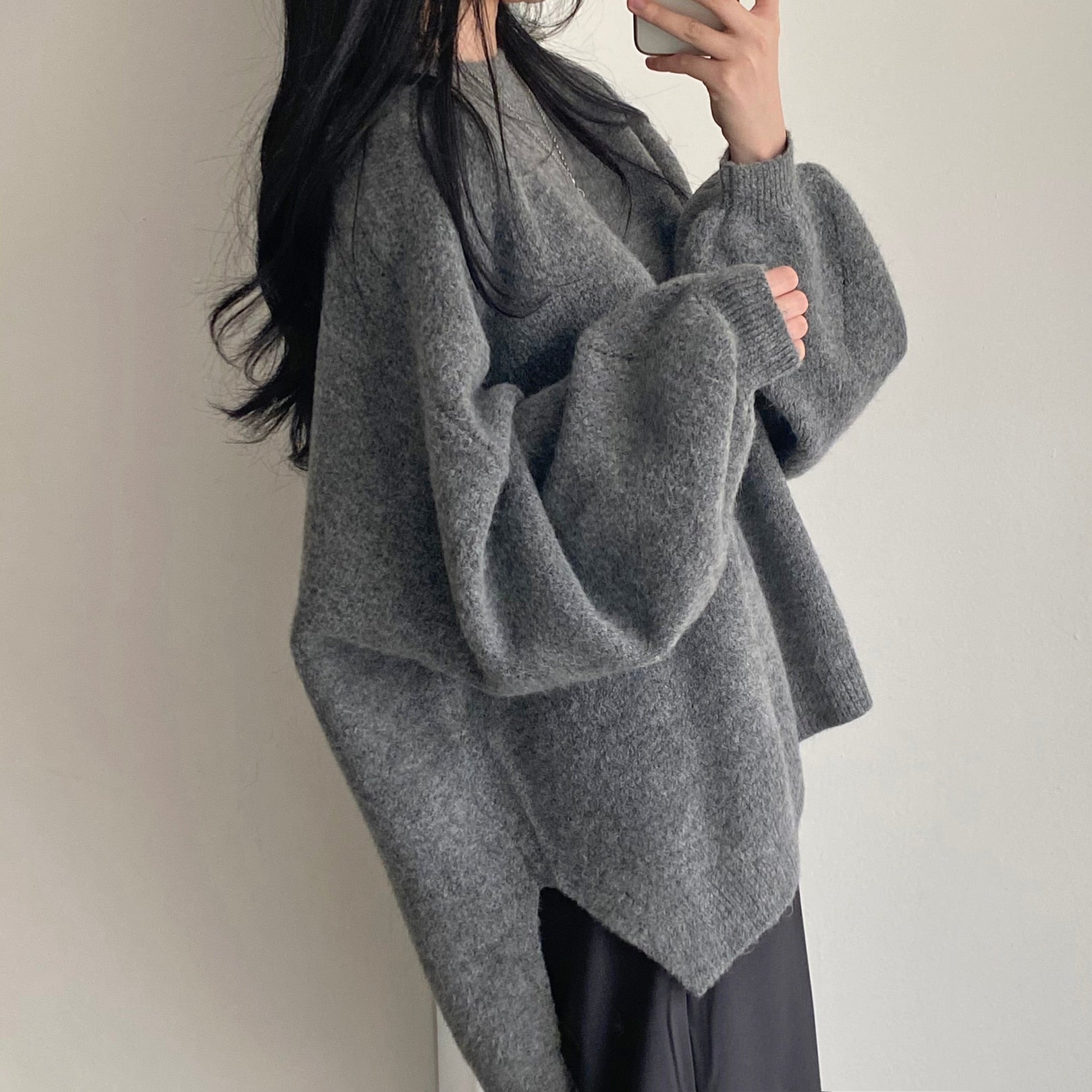[Korean Style] Oversized Solid Color Chunky Sweater