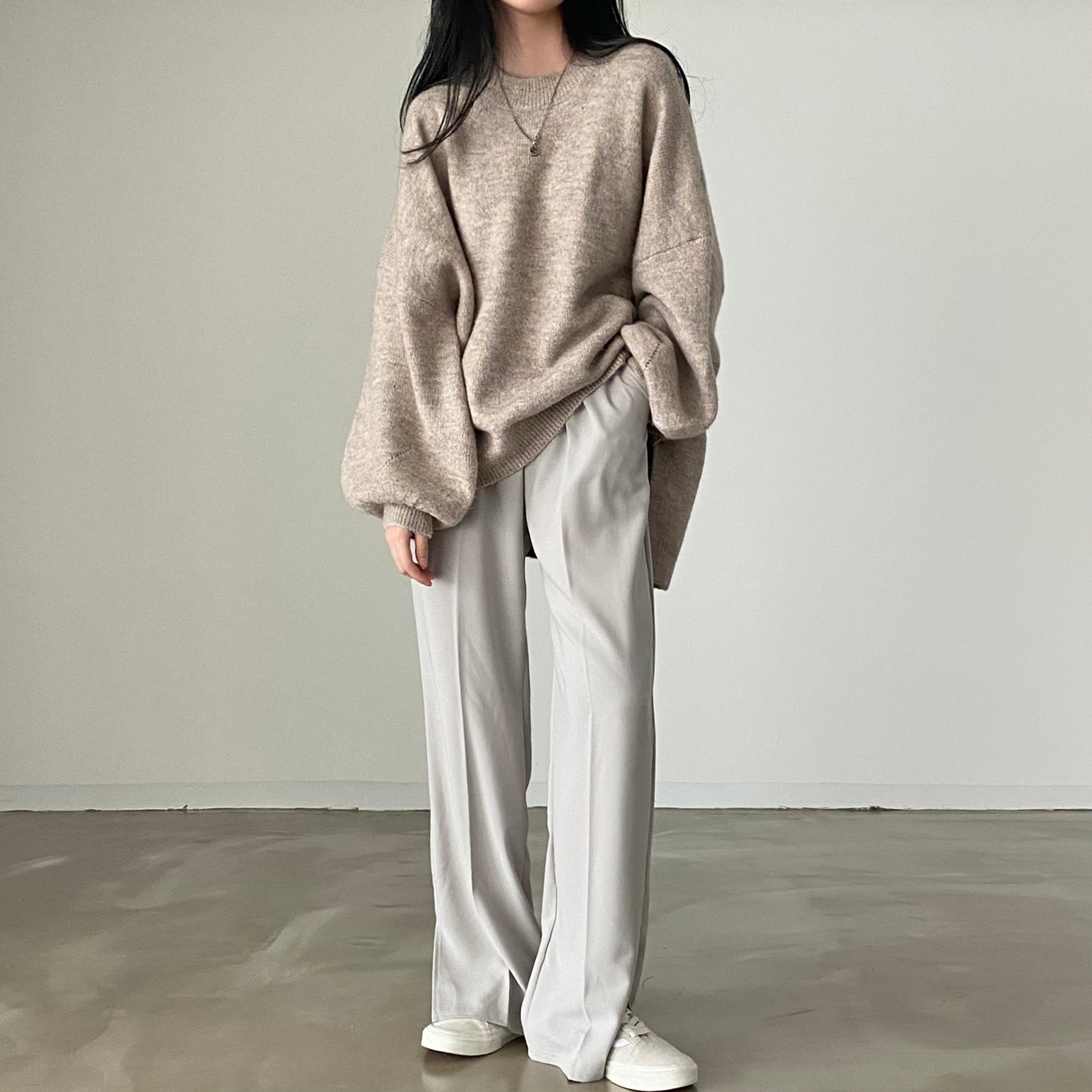 [Korean Style] Oversized Solid Color Chunky Sweater