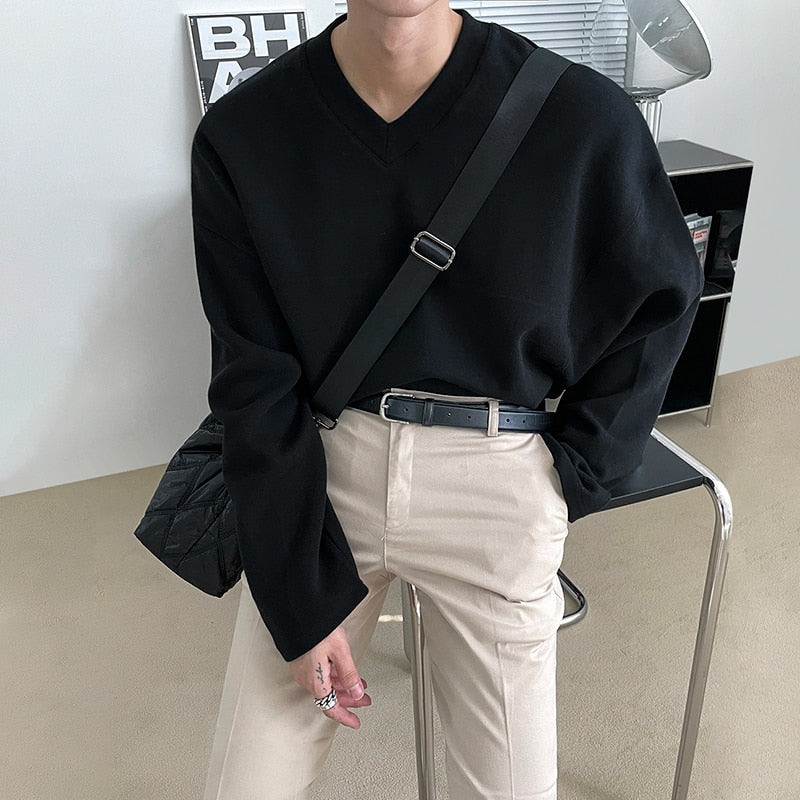 [Korean Style] V-Neck Long Sleeve Sweatshirts