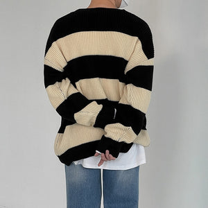 [Korean Style] Ania Loose Striped Knit Sweaters