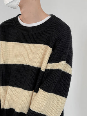 [Korean Style] Ania Loose Striped Knit Sweaters