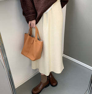[Korean Style] 6 Colors Soft Feel Straight Winter Long Skirt w/ Slit