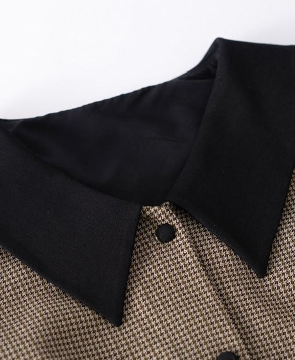 [Korean Style] Chelsea Collared Houndstooth Button down Dress