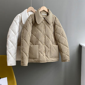 [Korean Style] Turn-down Collared Quilted Puffer Jacket