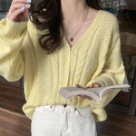 [Korean Style] 3 Colors Loose Fit Long Sleeve Knitted Cardigan