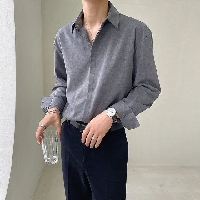 [Korean Style] 4 Colors Turn-down Collar Shirts