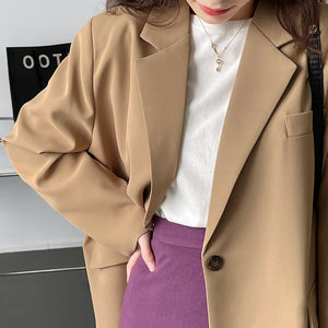 [Korean Style] High Quality Minimalistic Loose Fit Pastel Padded Blazer