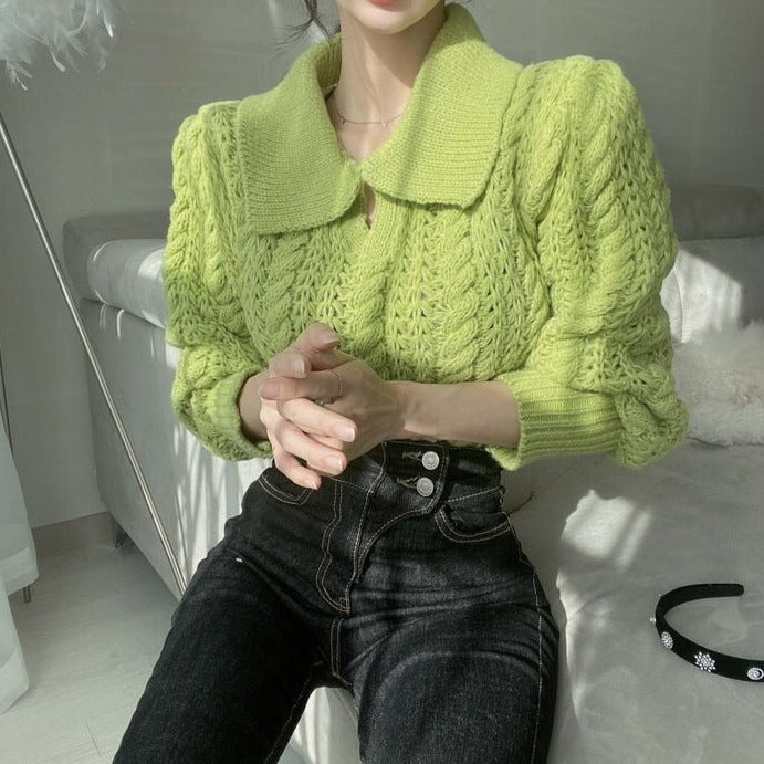 Womens Sweater For Designer Casual Knit Contrast Color Long Sleeved Fashion  Classic Ladies Collar Cotton Coat From Taishan5678, $30.2