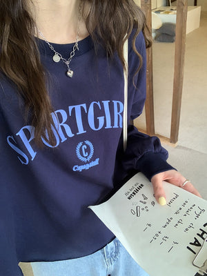 [Korean Style] Dropped Shoulder Long Sleeve Graphic Tee Sweatshirt