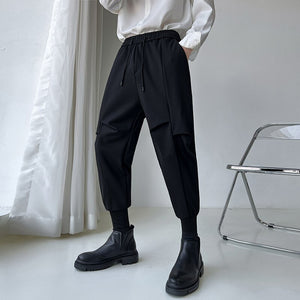 [Korean Style] Black Drawstring Casual Pants