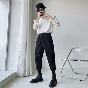 [Korean Style] Black Drawstring Casual Pants