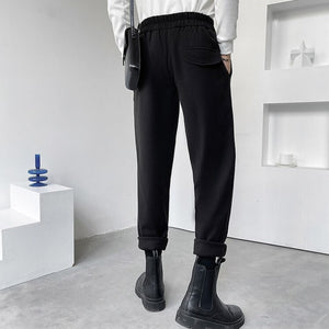 [Korean Style] Coffee/Black Cotton Suit Pants