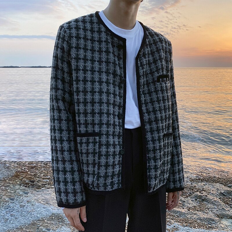 [Korean Style] O-Neck Tweed Jacket