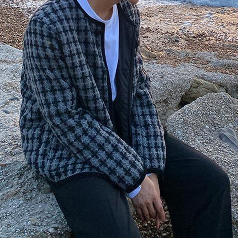 [Korean Style] O-Neck Tweed Jacket