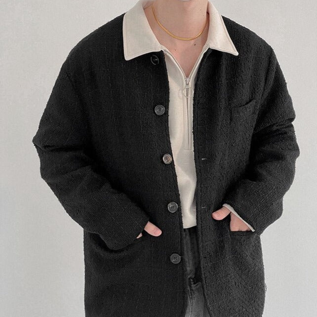 [Korean Style] Long Sleeved Tweed Cardigan Jacket