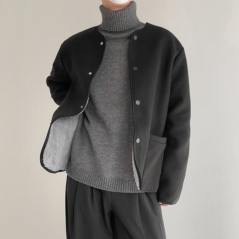 [Korean Style] Casual Solid Fleece Jacket