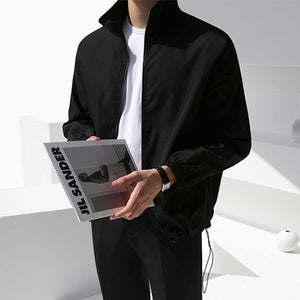 [Korean Style] Black Minimal Zip Shirt Jacket