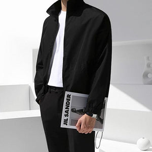 [Korean Style] Black Minimal Zip Shirt Jacket