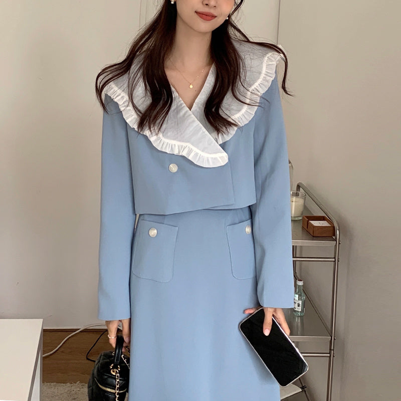 [Korean Style] Blue Black Sailor Collar 2pc Matching Set