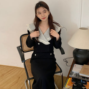 [Korean Style] Blue Black Sailor Collar 2pc Matching Set