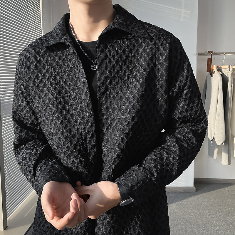 [Korean Style] Black/White Plaid Shirt Jacket
