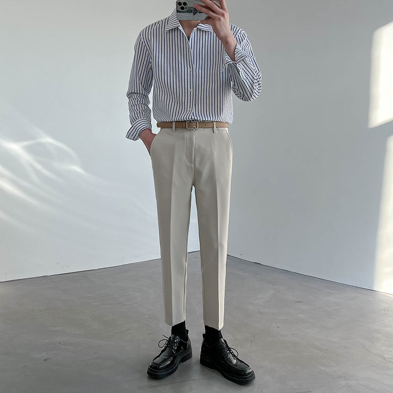[Korean Style] Stripe Long Sleeved Casual Shirts