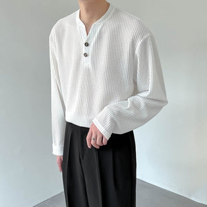 [Korean Style] Black/White Long Sleeve Pullover V-Neck Sweatshirts