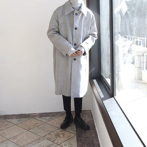 [Korean Style] Round Shoulder Single Overcoat