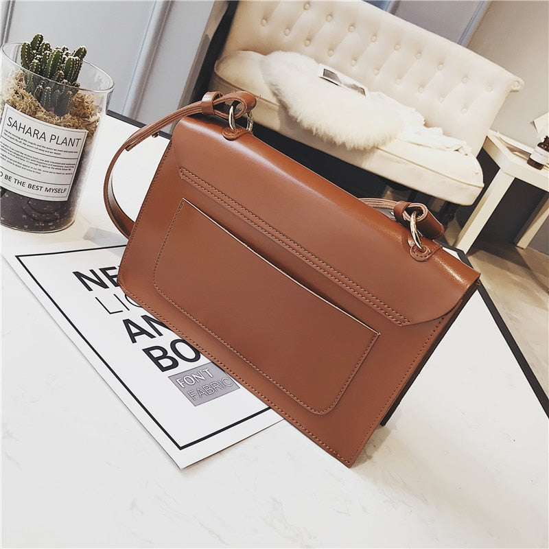 Korean Style] Classic Box Faux Leather Vintage Bag – Ordicle