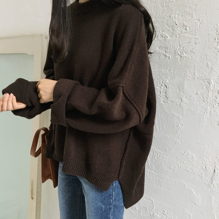 [Korean Style] Oversized Sweater With Rib Knit Details