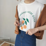 [Korean Style] Mandarines Caroon Print Cotton Tee