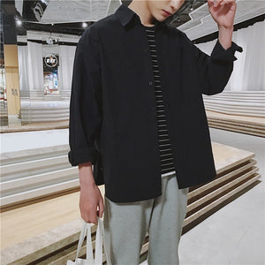 [Korean Style] Loose Fit Solid Shirt*