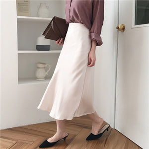 [Korean Style] Cassie High Waist A-line Long Skirt