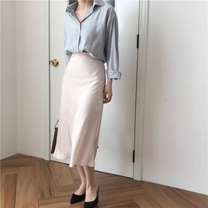 [Korean Style] Cassie High Waist A-line Long Skirt