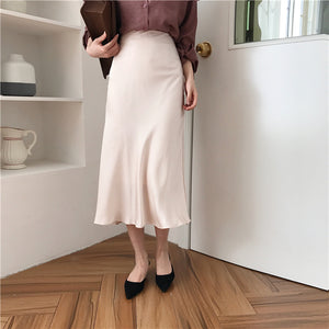 [Korean Style] Cassie High Waist A-line Long Skirt