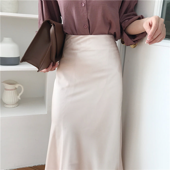[Korean Style] Cassie High Waist A-line Long Skirt