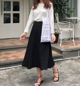[Korean Style] Solid Color High Waist A-Line Skirt