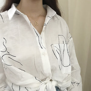 [Korean Style] Minimal Freeform 925 Sterling Silver Necklace