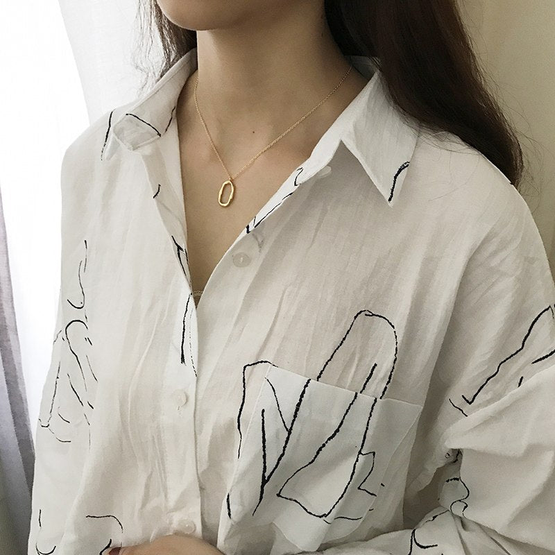 [Korean Style] Minimal Freeform 925 Sterling Silver Necklace