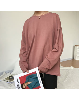 [Korean Style] Jelly Solid Color Basic Long Sleeve Tee