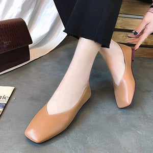 [Korean Style] Solid Color Square Toe Slip-on flats