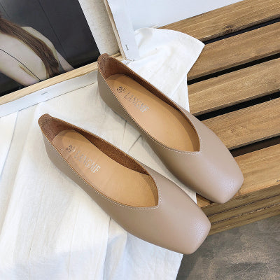 [Korean Style] Solid Color Square Toe Slip-on flats