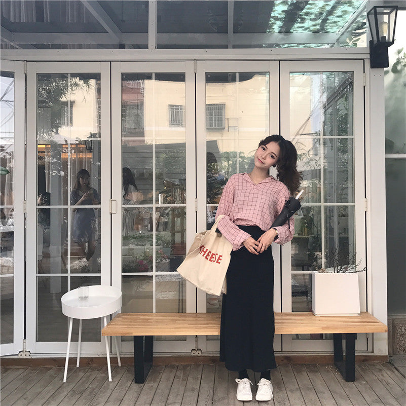 [Korean Style] High Waist Weave Ankle Length Skirt